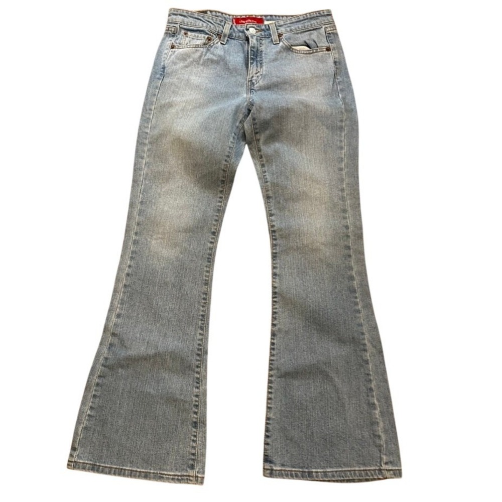Vintage‎ Levis 519 Low Flare Stretch Jeans Light Wash Y2K Juniors Denim
